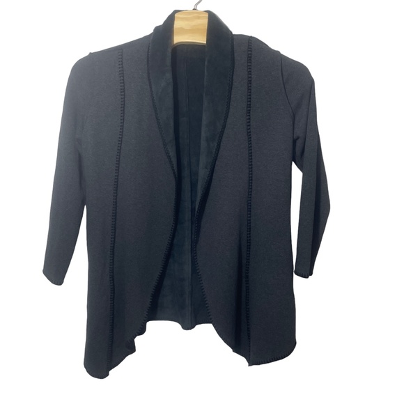 Soft Surroundings Large Gray Open Front Sweater Cardigan Polyester Blend - Pic - Picture 5 of 6